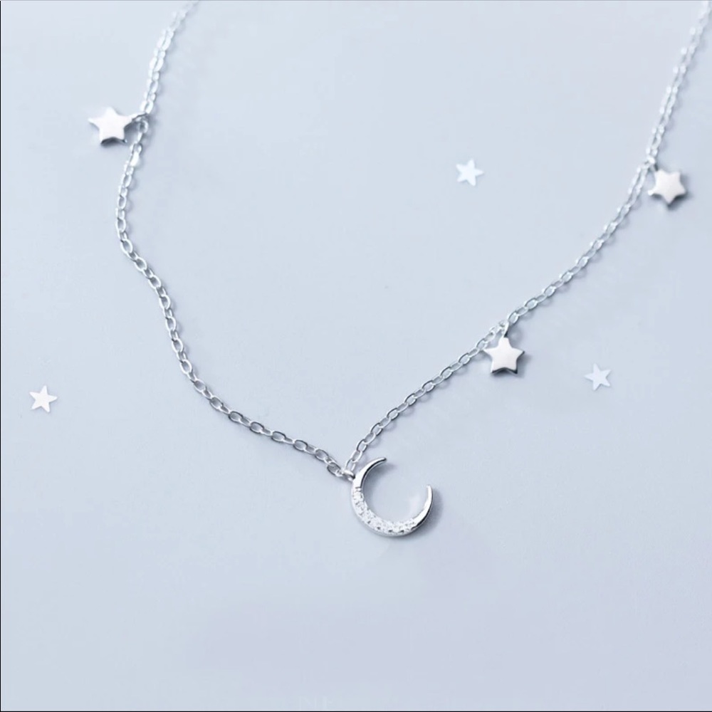 🌟 Sterling Silver 925 Star Moon Necklace
